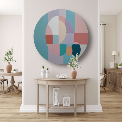 Abstracte harmonie van geometrie en kleur aluminium muurcirkel