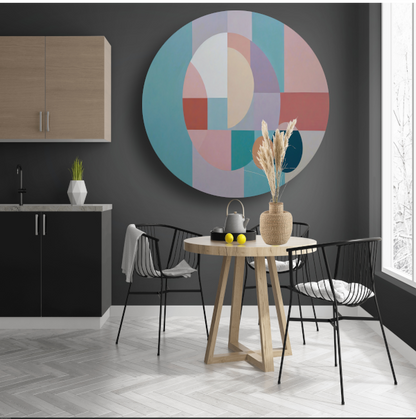 Abstracte harmonie van geometrie en kleur aluminium muurcirkel