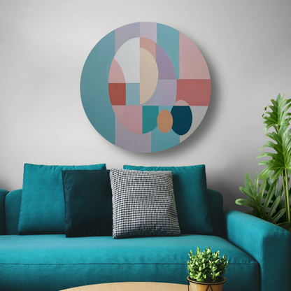 Abstracte harmonie van geometrie en kleur aluminium muurcirkel