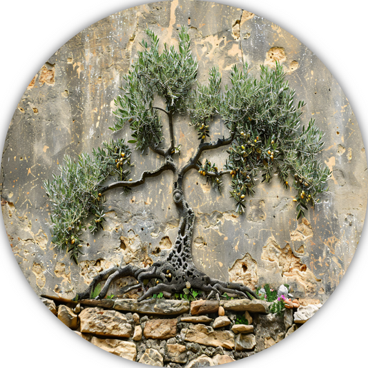 Bonsai muurdecoratie aluminium muurcirkel