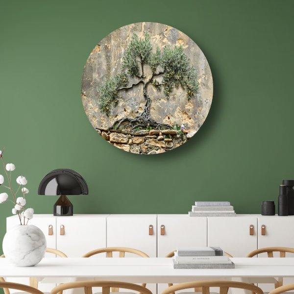 Bonsai muurdecoratie aluminium muurcirkel