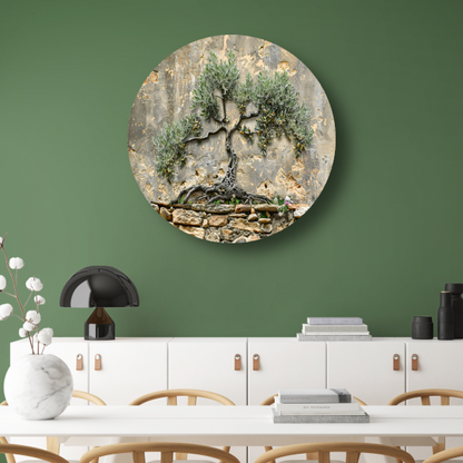 Bonsai muurdecoratie aluminium muurcirkel