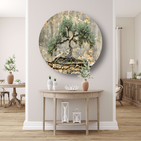 Bonsai muurdecoratie aluminium muurcirkel