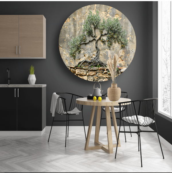 Bonsai muurdecoratie aluminium muurcirkel