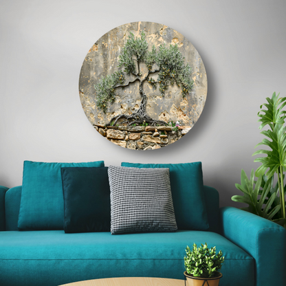 Bonsai muurdecoratie aluminium muurcirkel