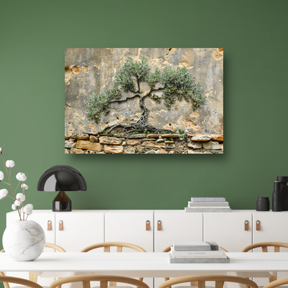 Bonsai muurdecoratie canvas met baklijst