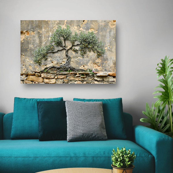 Bonsai muurdecoratie canvas met baklijst