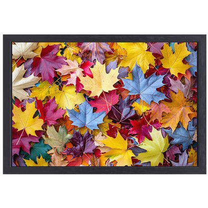 Kleurrijk herfstbladeren canvas met baklijst