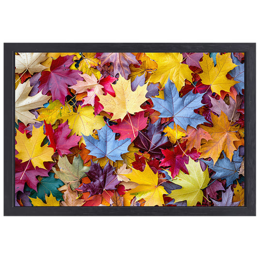 Kleurrijk herfstbladeren canvas met baklijst