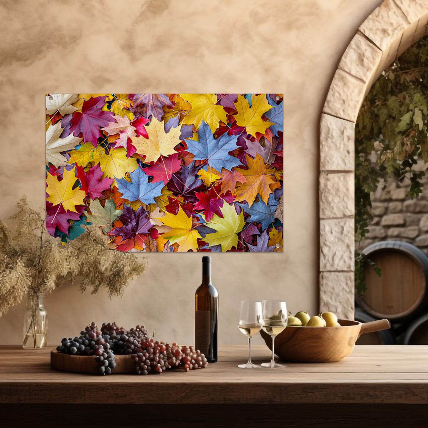 Kleurrijk herfstbladeren tuinposter