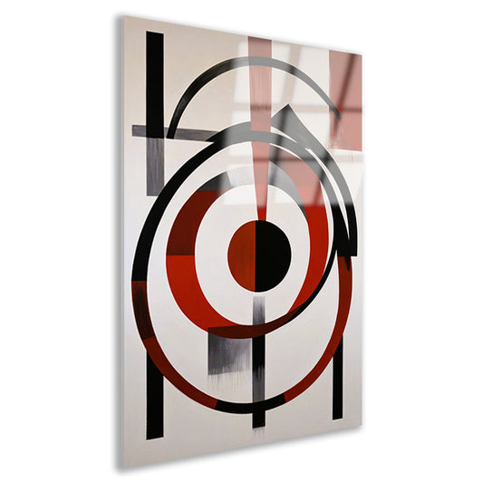 Abstracte Symmetrie in Rood, Zwart en Wit acrylglas
