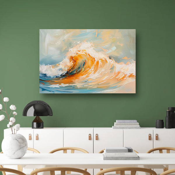 Abstracte schilderij van dynamische golf canvas