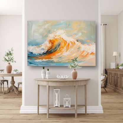 Abstracte schilderij van dynamische golf canvas