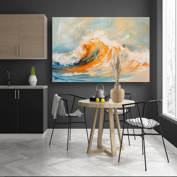 Abstracte schilderij van dynamische golf canvas met baklijst