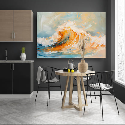 Abstracte schilderij van dynamische golf canvas met baklijst