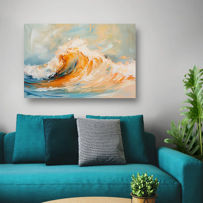 Abstracte schilderij van dynamische golf canvas