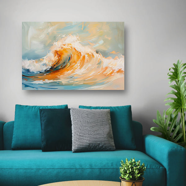 Abstracte schilderij van dynamische golf canvas met baklijst