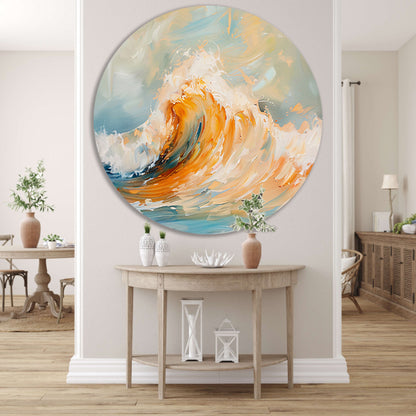 Abstracte schilderij van dynamische golf aluminium muurcirkel