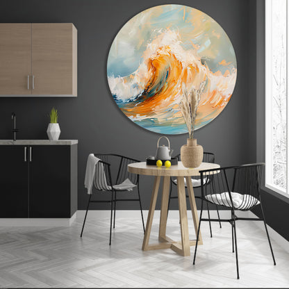Abstracte schilderij van dynamische golf aluminium muurcirkel