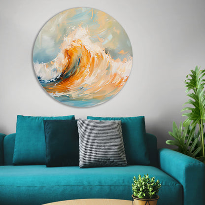 Abstracte schilderij van dynamische golf aluminium muurcirkel