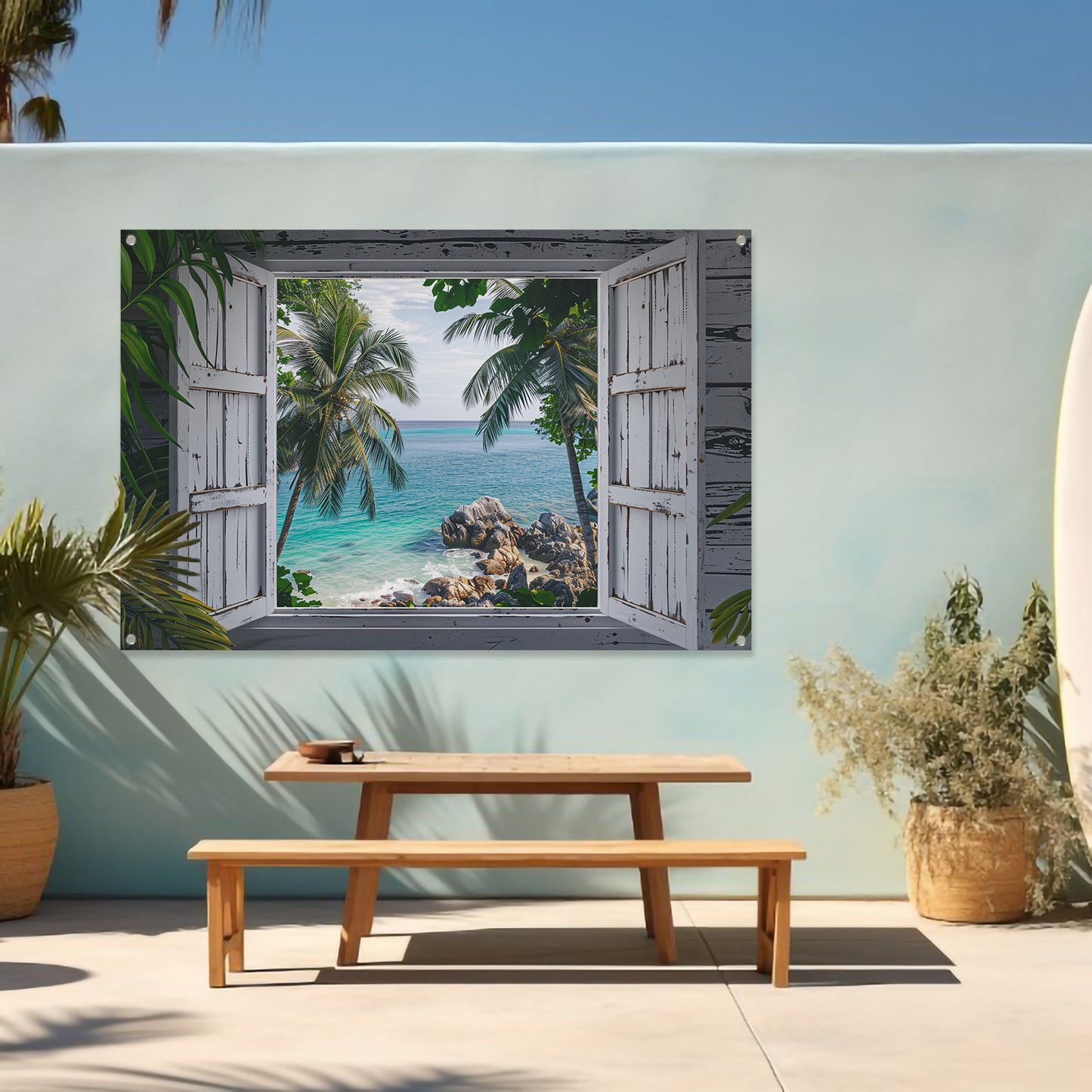 Impressionistisch Strandpanorama tuinposter