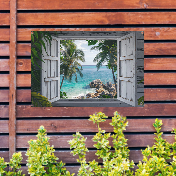 Impressionistisch Strandpanorama tuinposter