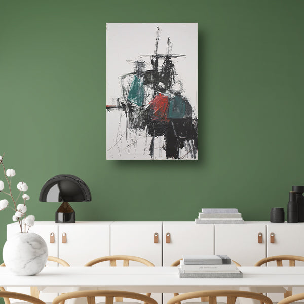 Abstracte expressie van dynamische kleuren en vormen canvas met baklijst