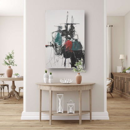 Abstracte expressie van dynamische kleuren en vormen poster