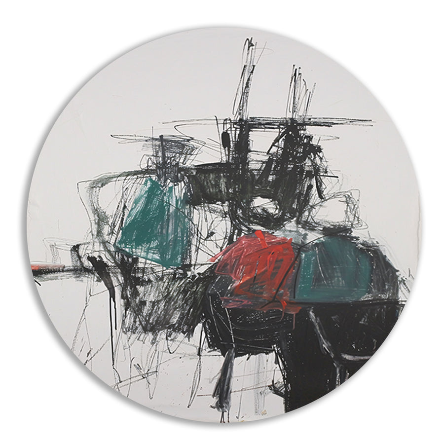 Abstracte expressie van dynamische kleuren en vormen aluminium muurcirkel