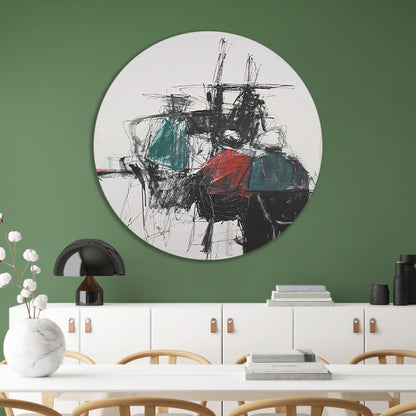 Abstracte expressie van dynamische kleuren en vormen aluminium muurcirkel