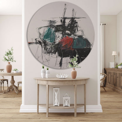 Abstracte expressie van dynamische kleuren en vormen aluminium muurcirkel