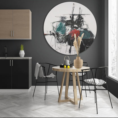 Abstracte expressie van dynamische kleuren en vormen aluminium muurcirkel