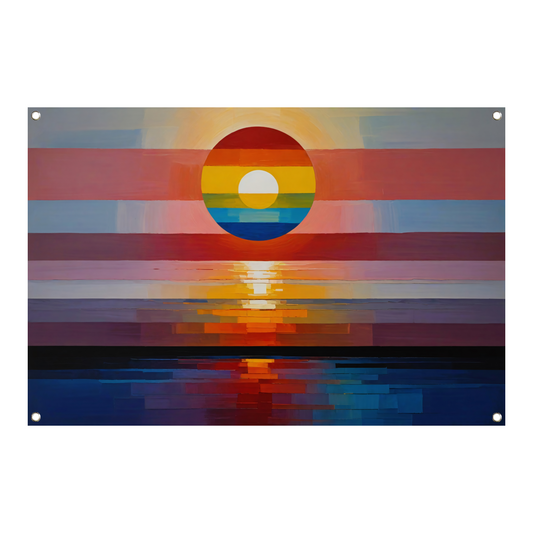 Abstracte Zonsondergang in Levendige Kleuren tuinposter