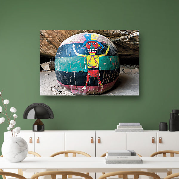 Surrealistisch portret in bol canvas