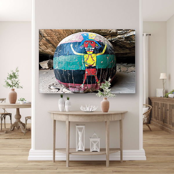 Surrealistisch portret in bol canvas