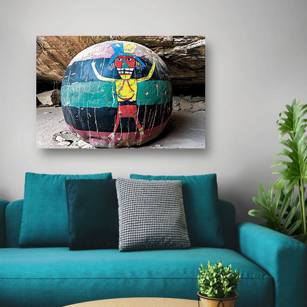 Surrealistisch portret in bol canvas