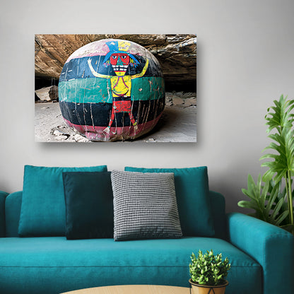 Surrealistisch portret in bol canvas