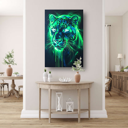 Fluorescerende panter in abstracte kleuren acrylglas