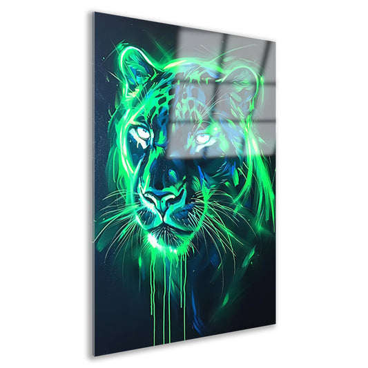 Fluorescerende panter in abstracte kleuren acrylglas