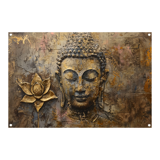 Gouden Boeddha met Lotus in Art Nouveau Stijl tuinposter