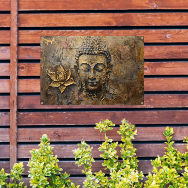 Gouden Boeddha met Lotus in Art Nouveau Stijl tuinposter