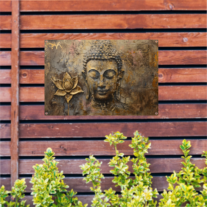 Gouden Boeddha met Lotus in Art Nouveau Stijl tuinposter