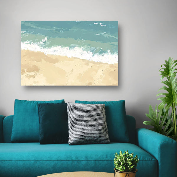 Rustgevende kustlijn met zachte golven   canvas