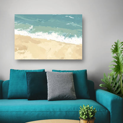 Rustgevende kustlijn met zachte golven   canvas