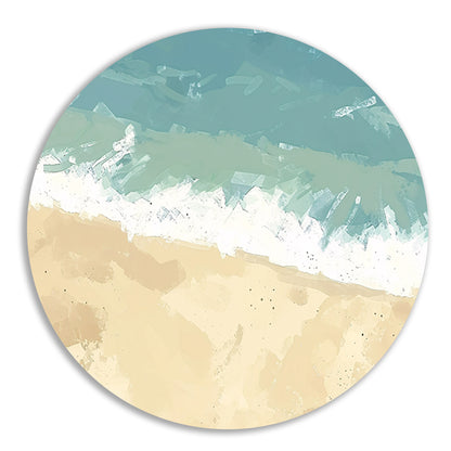 Rustgevende kustlijn met zachte golven   forex muurcirkel