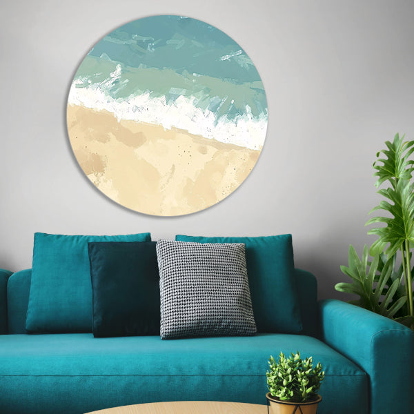 Rustgevende kustlijn met zachte golven   forex muurcirkel