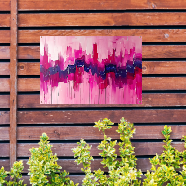 Dynamische abstracte schilderij met kleurrijke texturen tuinposter