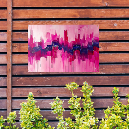 Dynamische abstracte schilderij met kleurrijke texturen tuinposter