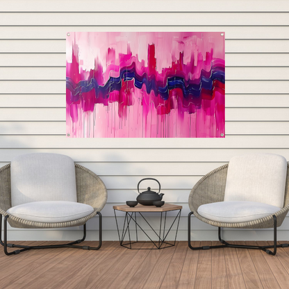 Dynamische abstracte schilderij met kleurrijke texturen tuinposter