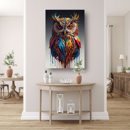 Abstracte Kleurendans van een Uil acrylglas